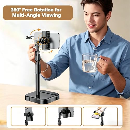 1pc Black Adjustable Height Angle Phone Stand, Ergonomic Desktop Phone Holder, Multi-Angle Lift Phone Mount for Office Work from Home Desk Accessories