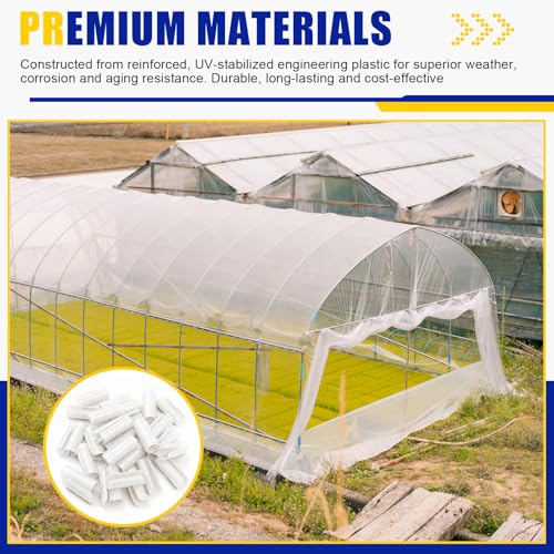 100 Pcs 1 Inch Greenhouse Clips, 25mm White Plastic Clamp Garden Buildings Frame Snap PVC Pipe Tube Clips for Greenhouse Films Sunshade Nets Row Covers Shelters Fixing, Farming, Gardening - color: White, size: 1 Inch