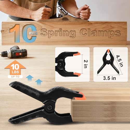 10 Pcs Spring Clamps, PureGuard 4.5 Inch Plastic Balloon Arch Clips Clamps Heavy Duty for Arch Backdrop Stand Woodworking Photography Crafts Decoration, Black