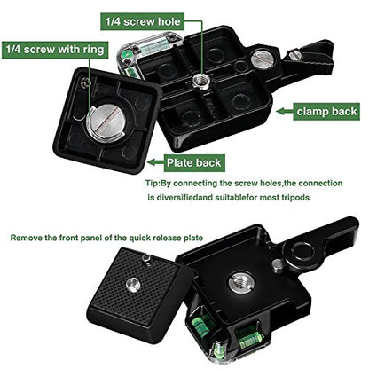 Konsait Camera Camcorder Tripod Monopod Ball Head QR-40 Quick Release Plate Clamp Adapter with Plate Double Insurance Button for DSLR Camera Tripod Ball Head