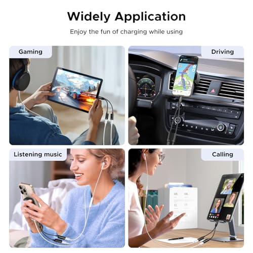 UGREEN Magnetic USB C Splitter 1 in 2 Out Dual USB C Headphone and Charger Type C Audio Adapter with PD 60W Fast Charging Dongle Cable for iPhone 17 Pro Max, Galaxy S26, Pixel 10, iPad Pro, Switch 2