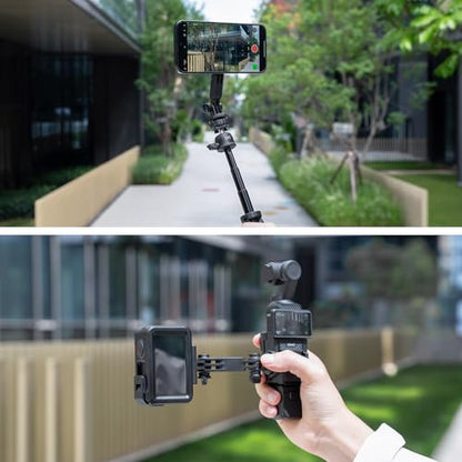 JJC Pocket 3 Magnetic Phone Holder for DJI Osmo Pocket 4 3 & Xtra Muse Accessories, Detachable Expansion Adapter Compatible with Magsafe Cell Phones/Case, Folding 2-Fingers for Tripod Extension Rod - color: Black -Magnetic Handle Version