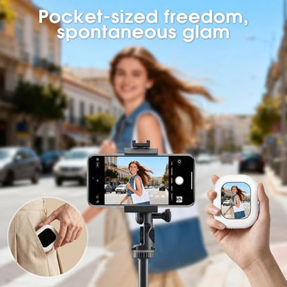 Magnetic Selfie Monitor Screen for Phone - 1080P Portable Wireless Phone Vlog Camera Monitor with Back Screen, Compatible with iPhone Android Phones, Ideal for Content Creators, Streaming (White)