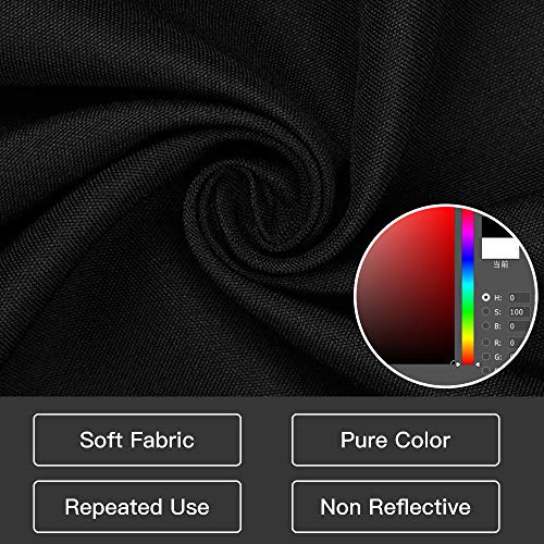 Mountdog 10 x 12 ft Black Backdrop, Polyester Fabric Chromakey Background for Photography, Video, Studio and Television with 4 Backdrop Clips and 4 Spring Clamps