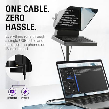 Elgato Prompter, Teleprompter with Built-in Screen | Drag-and-drop display, Supports DSLR, webcam, smartphone, Read chat or scripts, Works with Mac, PC, Stream Deck - style: Prompter