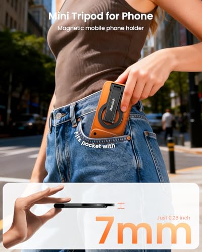 Foldable Magnetic Phone Tripod for MagSafe for Smartphone Stand | 360° adjustable,3-in-1 grip&stand selfie stick,for Magsafe accessories,pocket lightweight,for live stream,travel photography