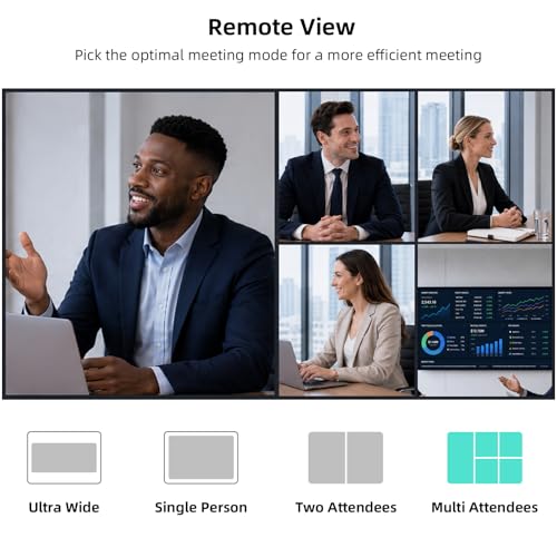 KanDao Meeting S 1080P HD Conference Room Camera, AI Face Recognition and Speaker Tracking, 8 Noise Cancelling Mics, Smart Zoom, Automatic Focus, 180-Degree, Plug & Play, Compatible with Teams, Skype