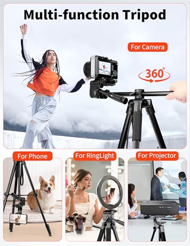 Nineigh 75" Phone Tripod Stand, Overhead Tripod for iPhone with Remote Phone Holder, Aluminum Travel Tripods for Video, Live Streaming & Vlogging, Compatible with iPhone Camera - size: 75 inch