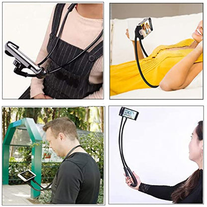 Chapter Seven Universal Smart Mobile Phone Stand,Hanging on Neck Cell Phone Mount Holder, Flexible Lazy Bracket DIY Free Rotating for Multiple Functions (Black) (Blue) - color: Blue