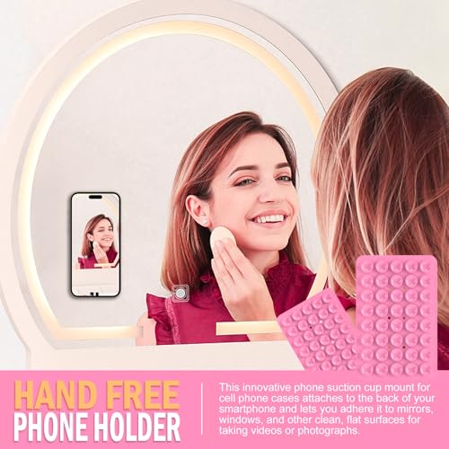 Double Sided Silicone Suction Phone Holder Mount, Silicon Accessory for iPhone and Android, Hands-Free Mirror Shower Phone Holder, TikTok Videos and Selfies (Combo C) - color: Combo C