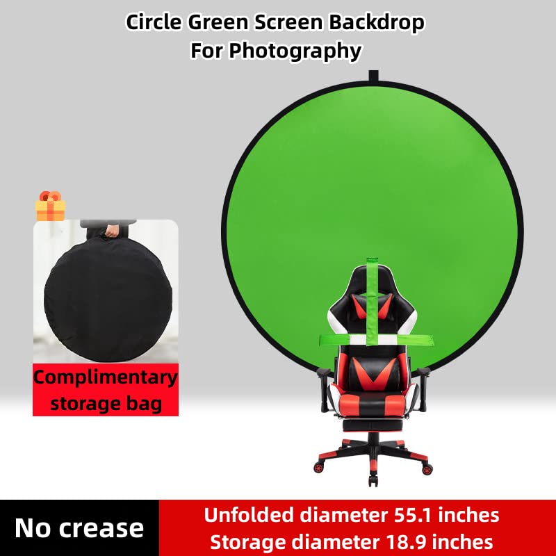 Portable Green Screen Chair 55.1in – Double Sided Foldable Greenscreen Backdrop with Stand, Chroma Key for Streaming Games, Zoom Calls, Photography - size: 55.1×55.1 inches