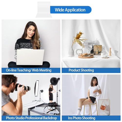 Hemmotop White Photo Backdrop Background 10x8ft | Polyester, Large, Drapes Well, Rod Pocket for Easy Hanging, for Family Photoshoot, Wedding, Birthday, Graduation, Baby Shower - color: White