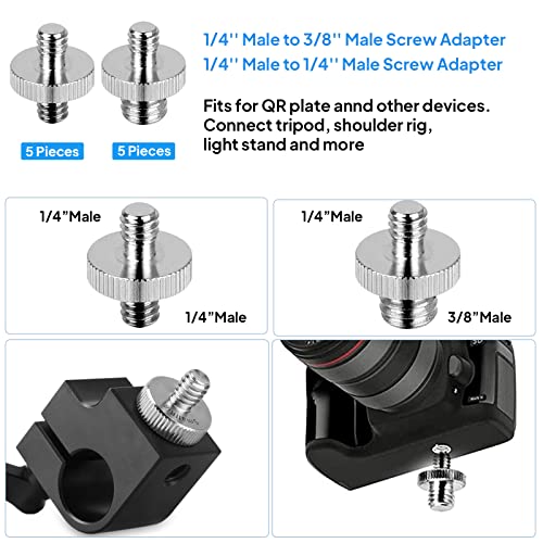 Camera Screw Set - 20pcs Tripod Adapter Mounts for 1/4" to 3/8" Light Stand Monopod Ballhead Flash Shoulder Rig