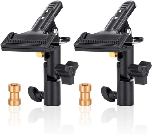 UTEBIT 2 Pack Photography Reflector Holder for Light Stand, Black | Heavy Duty Metal Clamp Holder, Light Reflector with Stand, Photo Umbrella Clamps for Studio, Light Stand - size: 2 PACK-Reflector Photography