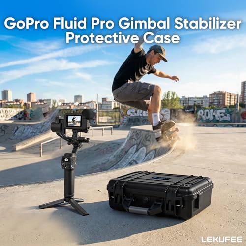 Lekufee Waterproof Hard Carrying Case for GoPro Fluid Pro AI 3-Axis Gimbal Stabilizer, Gopro Hero 13/12/11/10/9 Camera, Mission 1 PRO,Media Mod, and other Accessories(Case Only)