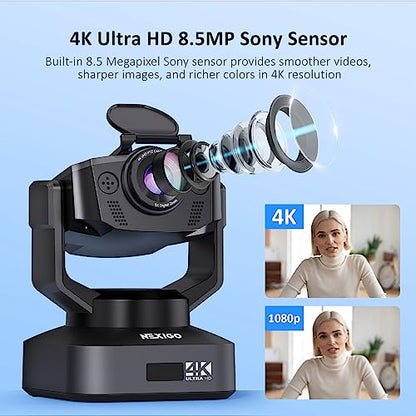 NexiGo Zoom Certified, N990 (Gen 2) 4K PTZ Webcam, Video Conference Camera System with 5X Digital Zoom, Sony_Starvis Sensor, Position Preset, Dual Stereo Mics, 3.5mm Audio Jacks for External Mics - style: PTZ Webcam 4K