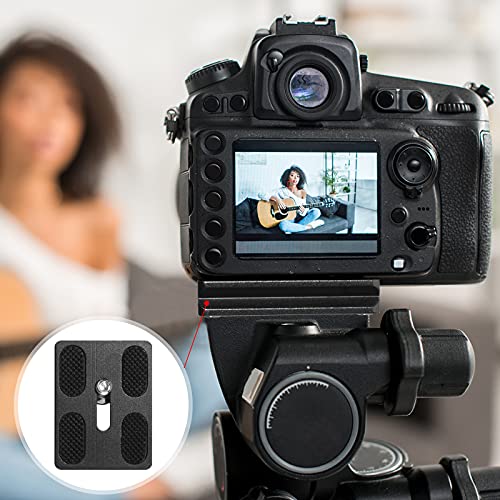 Frienda 2 Pieces Metal Quick Release Plate with 1/4''-20 Camera Screw Tripod Mount Plate Fits Standard for DSLR Camera Tripod Ball Head(Black,Pu50) - color: Black, style: PU50