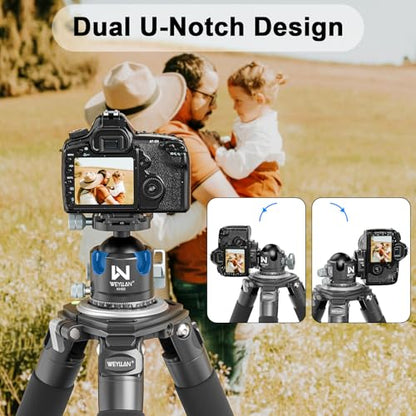 Tripod Ball Head with Knob Clamp 55mm Heavy Duty Ball Head with Mlok Rail Arca Swiss Quick Release Plate, WEYLLAN KH55 Low Profile Camera Tripod Head Mount for Hunting Photography Max Load 88lbs/40kg