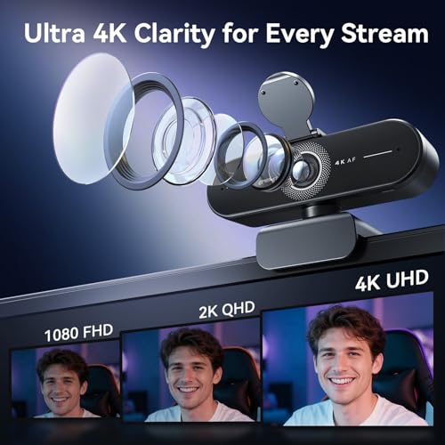 EMEET C60E 4K Webcam for Streaming & Gaming – PDAF Autofocus, Dual Mics, Live Streaming Camera with Auto Light Correction, Plug & Play USB Webcam for PC & Mac - style: Single-Camera w/ PDAF
