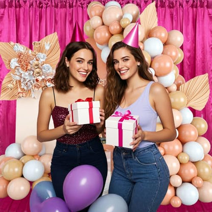 10ft x 7ft Fuchsia Backdrop Curtains for Parties, Fabric Satin Background Curtain with Rod Pockets for Weddings, Birthday, Baby Shower, Photography, Graduation Party Backdrop Drapes, 2 Panels - color: Fuchsia