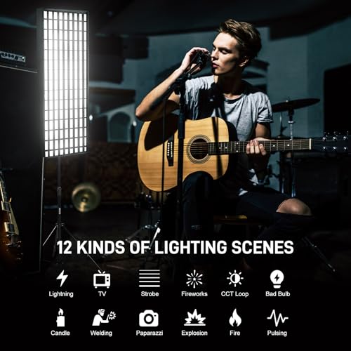 GVM Flexible LED Light Panel with Bluetooth Control, 200W Photography Light with Zipper Splicable, 2700K-6800K, Ultra-Thin 12"x36" Video Light with Softbox for Studio, Film, Vlog, Photography