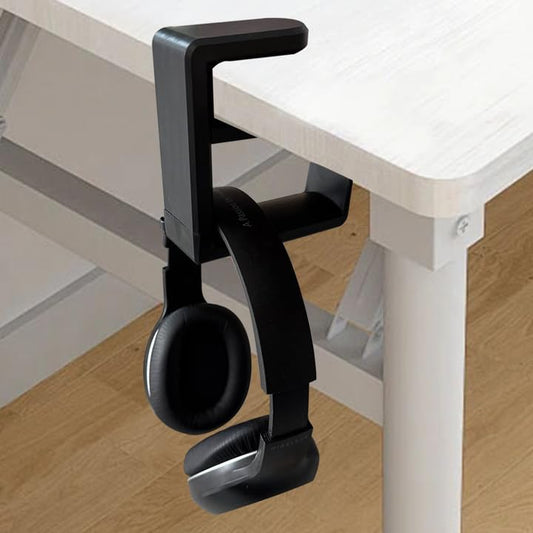 Rotating Headphone Stand, Multi-Functional 360° Rotatable Adjustable Clamp-on Under Desk Headset Stand, Universal Gaming and Office Headphone Holder, Black - color: Black
