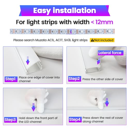 Muzata 20Pack 6.6FT/2M LED Channel Aluminum U Shape Silver LED Strip Diffuser Channel with Milky White Cover Easy Installation U1SW WW 2M - size: 20Pack