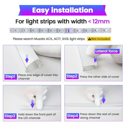 Muzata 20Pack 6.6FT/2M LED Channel Aluminum U Shape Silver LED Strip Diffuser Channel with Milky White Cover Easy Installation U1SW WW 2M - size: 20Pack