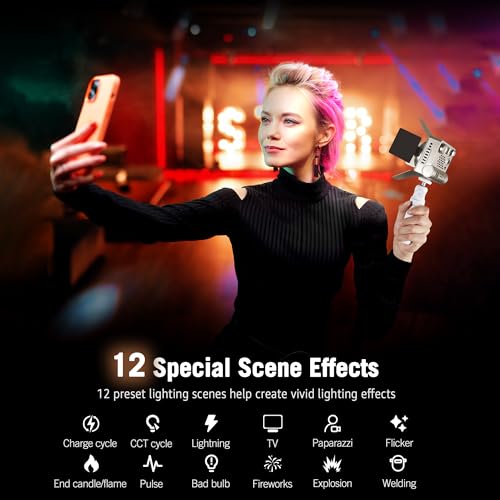 NiceVeedi Pocket RGB Fill Light, Portable Bi-Color Handheld Light, 2700K-6500K, CRI 95+, 12 Effects, 5000mAh Battery with Fast Charging Spotlight for Photography/Vlog/YouTube/Tiktok/Ins
