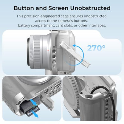 SmallRig R50 V Camera Cage for Canon R50V, Built-in Ergonomic Silicone Grip, QR Plate for Arca, 1/4"-20 Threaded Hole, 3/8"-16 Holes for ARRI, Cold Shoe, QD Sockets, Vertical Shooting(Silver)-5428 - color: Silver