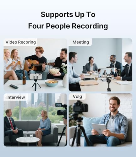 FULAIM X6 Pro Wireless Lavalier Microphones with 4 Transmitter with Charging Case for iPhone, iPad, Android, Camera, Lapel Mic with 48KHz 24Bit, Noise Cancellation for Video Recording, Vlog