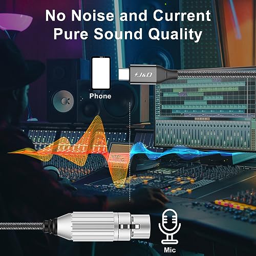 J&D USB C to XLR Microphone Audio Cable, Braided USB C to XLR Female Cable for Audio Recording, Dynamic Microphone, Compatible for iPhone 16/17 Series, MacBook, 3.3 Feet - size: 3.3 Feet