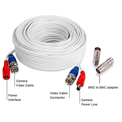 TYUMEN 4 Pack 100FT (30.5 Meters, White) All-in-One BNC Video and Power Security Camera Cables, BNC Extension Surveillance Camera Cables for CCTV Camera DVR Security Systems