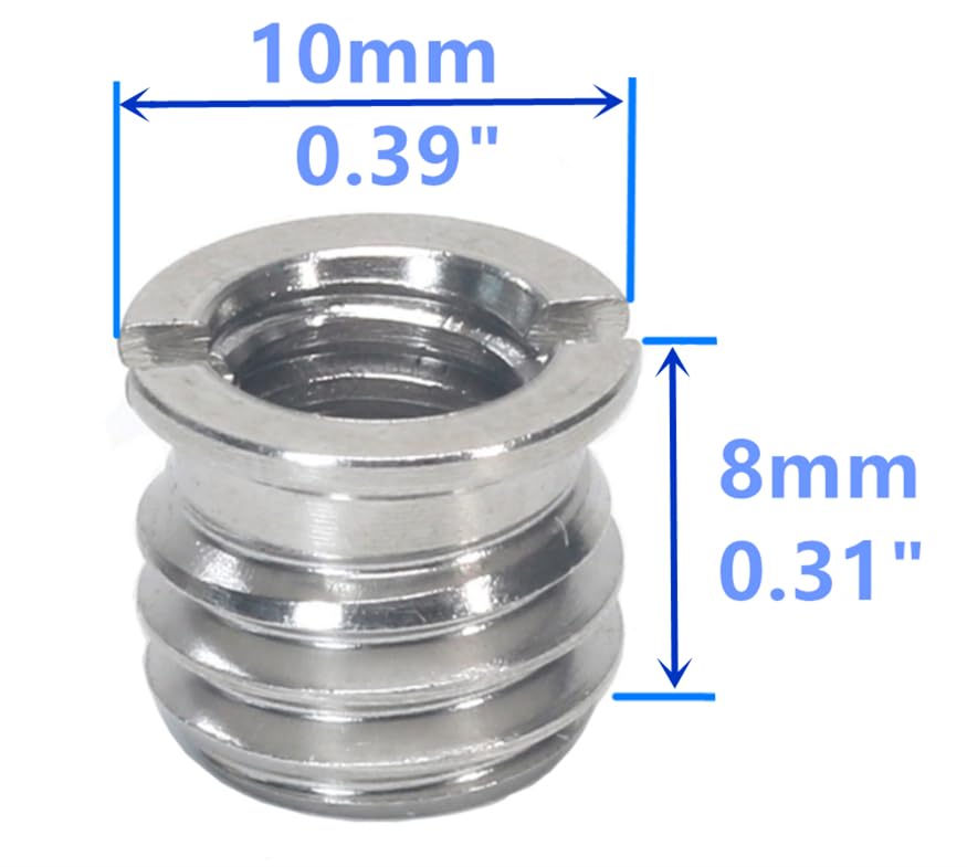 Stainless Steel 1/4"-20 Female to 3/8"-16 Male Convert Screw Adapter (2pcs, 8mm) - color: 2pcs, size: 8mm