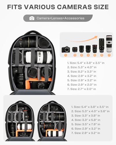 Camera Backpack, DSLR SLR Camera Bag for Photographers Compatible with Sony/Canon/Nikon/DJI Mavic Drone, Waterproof Rain Cover Photography Backpack, Tripod Holder Camera Case Fits 16 Inch Laptop