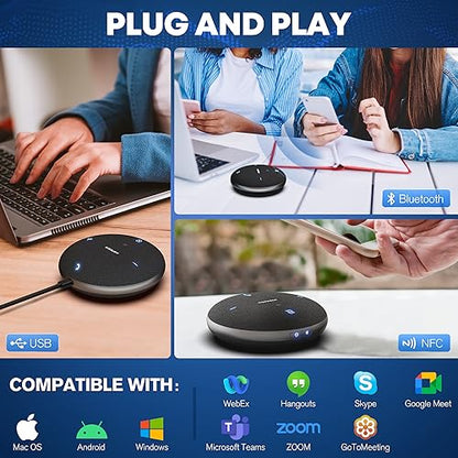M4 Bluetooth Speakerphone Conference Microphone with AI Noise Reduction Full-Duplex AI Transcription USB Speakerphone 360° Voice Pickup Conference Speaker Home Office for Teams/Zoom, Black - color: M4 Black, style: M4 Omnidirectional Speakerphone