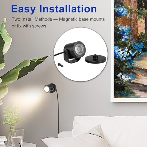 TAYSING LED Spotlight Indoor 2W USB Powered 360 Degree Rotating Mini Display Accent Light for Pictures Paintings Plants Shelves Cabinet Showcase, 3 Pack Daylight 6000K - color: Daylight