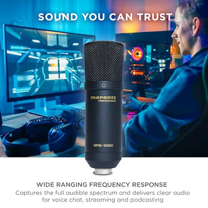 Marantz Professional MPM-1000U USB Condenser Microphone for Gaming, Streaming and Podcasting - Built-In Audio Interface, Desktop Stand, Plug-and-Play, Black - style: USB Mic
