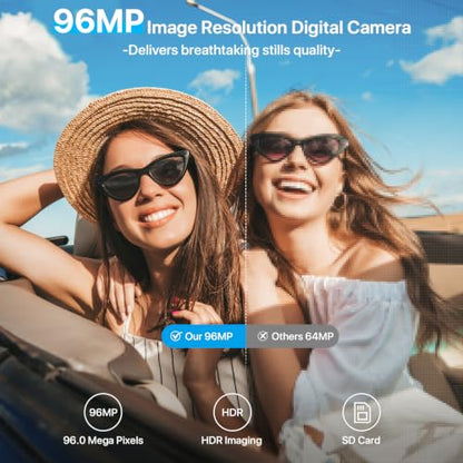 8K Digital Camera for Photography with WiFi 96MP Autofocus Vlogging Camera for YouTube Video 3.5'' 180°Flip Screen 20X Zoom Anti-Shake Compact Point and Shoot Cameras for Beginner Creator with SD Card