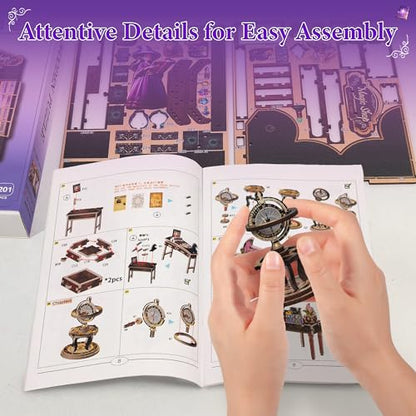 Book Nook Kit – DIY Miniature House Dollhouse for Adults & Teens, 3D Wooden Puzzle Tiny House Bookshelf Insert with LED Lights, Booknook Library Decor Gift for Family & Friends - style: Magic Shop