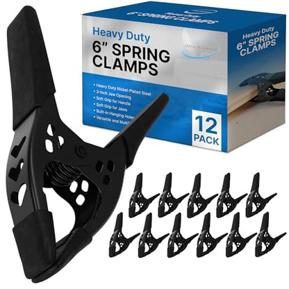 Lot of 12-6" inch Spring Clamp Large Super Heavy Duty Spring Metal All Black - 2.5 inch Jaw opening - size: Lot of 12