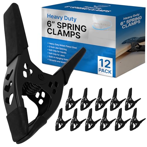 Lot of 12-6" inch Spring Clamp Large Super Heavy Duty Spring Metal All Black - 2.5 inch Jaw opening - size: Lot of 12