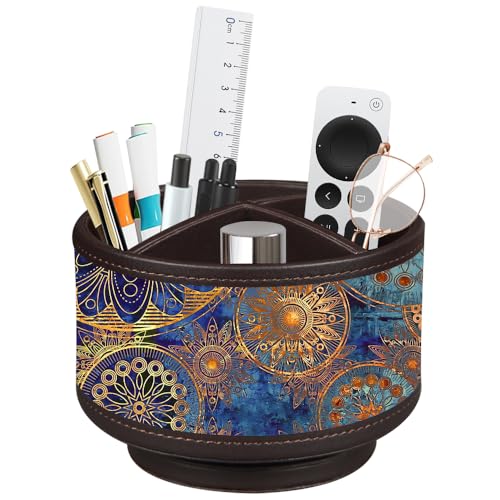 Pen Holder for Desk Organizers and Accessories, 360 Swivel TV Remote Control Holder for Table, Nightstand Organizer Caddy for Office Supplies/ Media Controllers, Bedside Decorations for Living Room - color: Gears