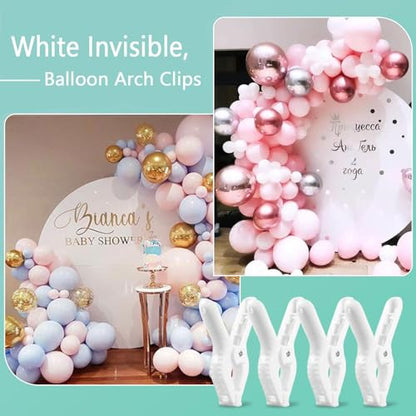 Rosellas 6 Pack 4" Balloon Arch Clips, Plastic Spring Clamps Heavy Duty, Backdrop Clips for Valentine's Day Balloon Arch, Tablecloth Clip, Backdrop Stand, Wedding Photography Studio Decoration