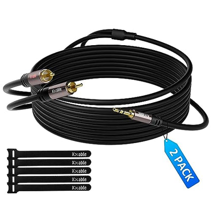 2 Pack 3.5mm to RCA Cable 4FT, Male RCA to Aux Stereo Audio Adapter, Hi-Fi Sound Auxiliary Y Splitter Cord, Shielded 1/8 to 2RCA Cable for Headphone, MP3, Tablet, Speaker, HDTV, Phone and More - size: 4 Feet (2 Pack)