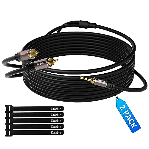 2 Pack 3.5mm to RCA Cable 4FT, Male RCA to Aux Stereo Audio Adapter, Hi-Fi Sound Auxiliary Y Splitter Cord, Shielded 1/8 to 2RCA Cable for Headphone, MP3, Tablet, Speaker, HDTV, Phone and More - size: 4 Feet (2 Pack)