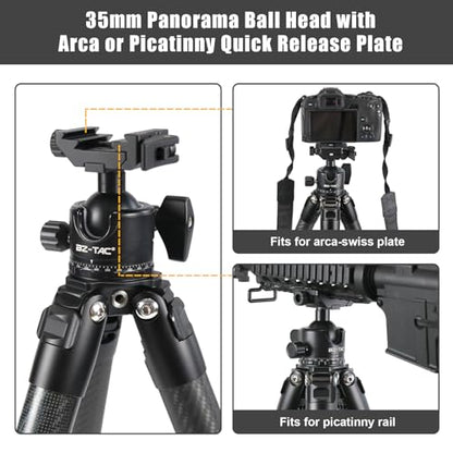 BZTAC Low Profile Shooting Camera Tripod 35mm Ball Head 2 in 1 Ball Head Compatible with Arca or Picatinny Quick Release Plate 3/8" Thread Mount 360 Panorama Rotation for Tripod Camera