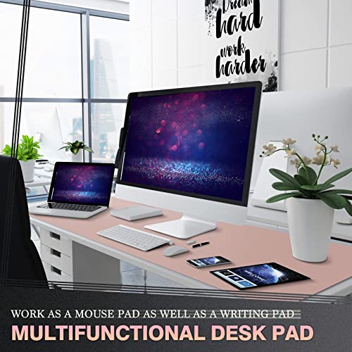 K KNODEL Large Office Leather Desk Mat, Mouse and Keyboard Pad, Computer and Laptop Mat, Desktop Protector and Cover, Writing Pad and Blotter (47.2"x23.6", Pink) - color: Pink, size: 47.2" x 23.6"