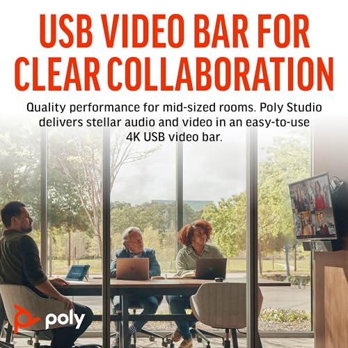 OLY Studio 4K USB Video Conference System (Plantronics) - Camera, Microphone, & Speaker Bar for Small & Medium Conference Rooms - - Teams/Zoom Certified (Renewed), Black