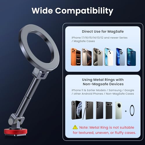 Itramax Magnet Camera iPhone Mount with Cold Shoe Adapter,Metal 1/4 Tripod Phone Mount 360° Rotatable,Adjustable Hot Shoe Phone Attachment for iPhone 17 Air 16,Camera Cage & Monitoring,Stabilizer - color: Grey